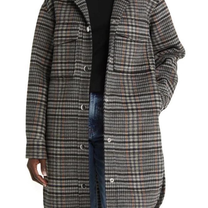 Rails Jaro Plaid Oversized Wool Blend Jacket In Onyx-Taupe-Pink Size M